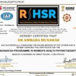 Dr. Ammara Munawar PT certificate for Advanced Programme in Women's Health Physiotherapy from RIIHSR